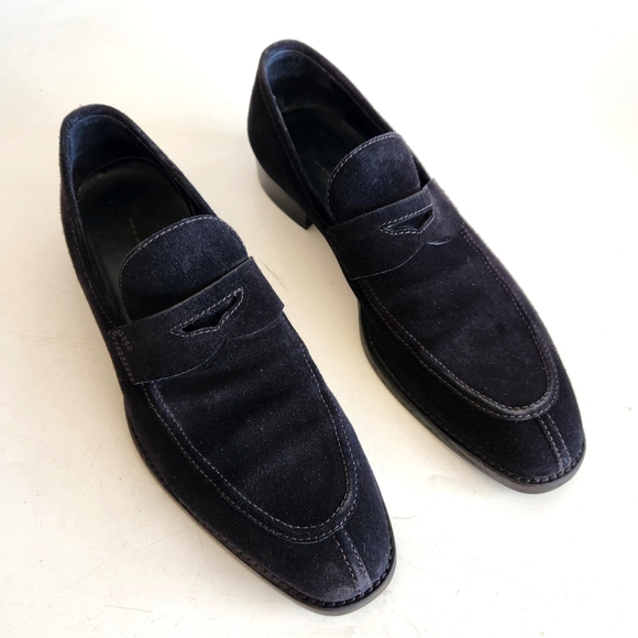 Ermenegildo Zegna Black Suede Loafers Dainite Rubber Soles Size 11 US/ 10 UK